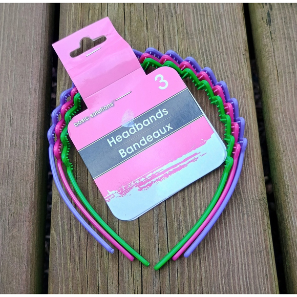 Basic Solutions 3 Pack Head Bands Girls Zig Zag Pattern Multi Colored - Picture 1 of 4